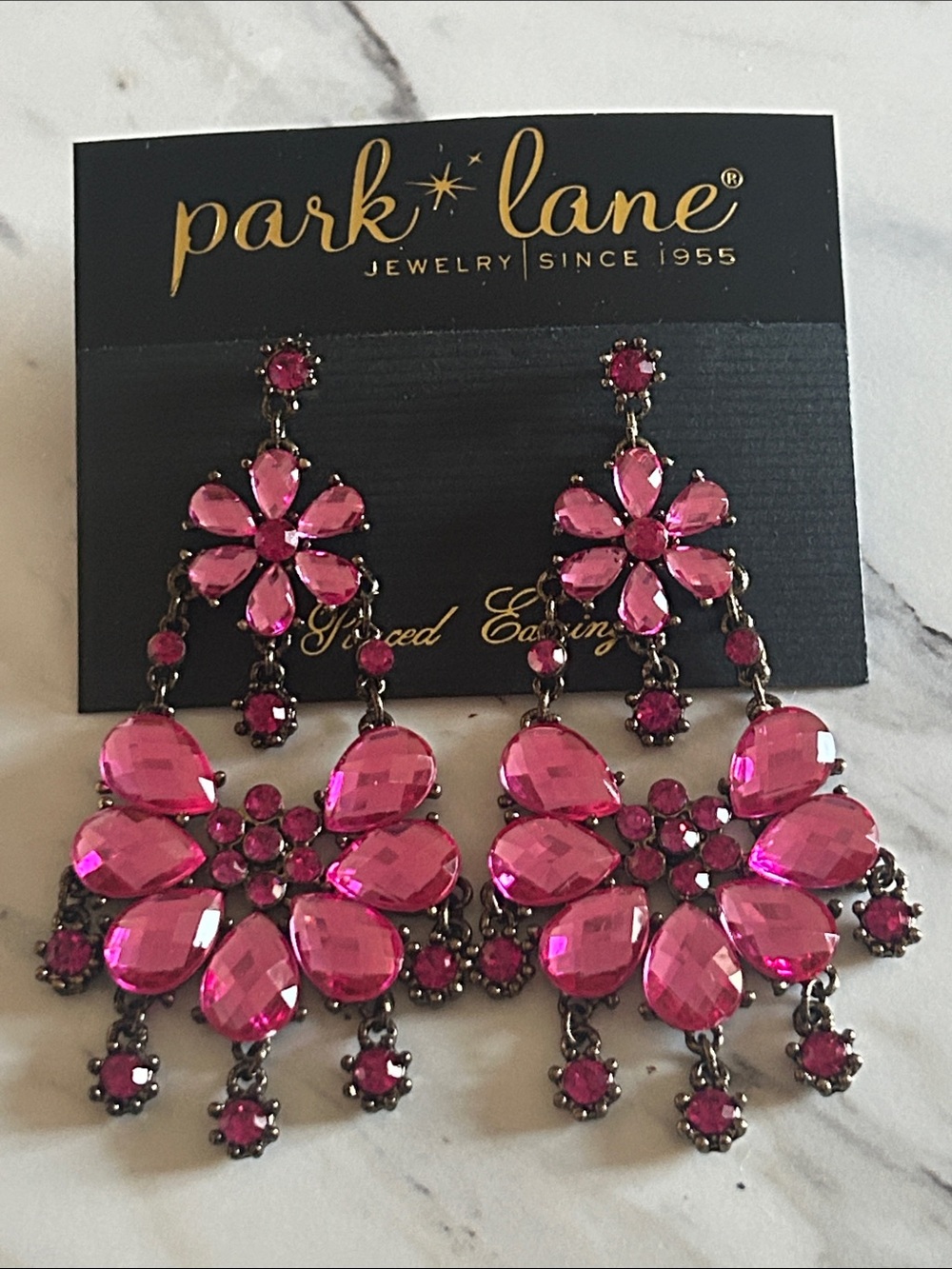 Park Lane Floral Chandelier Earrings & Floral Butterfly Ring Plus Charmbar Charm